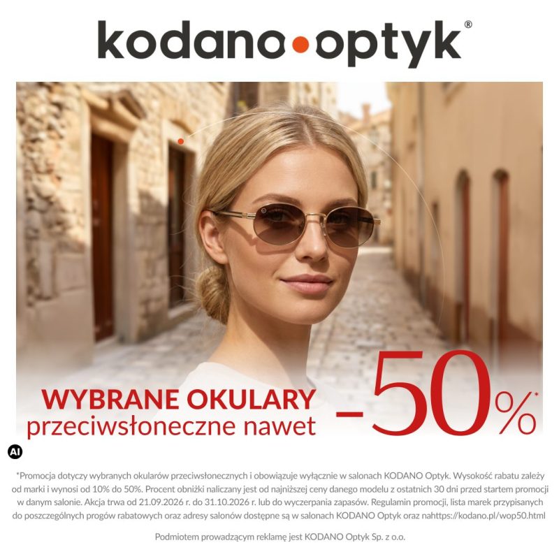 promocja wybrane okulary przeciwsłoneczne -50% kodano optyk